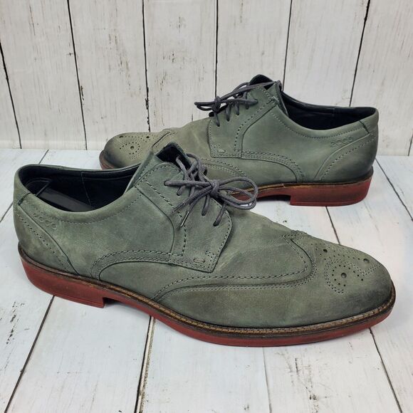 Ecco Grey Suede Wing Tip Oxfords Men\'s Dress Shoes Size 45 US 11-11.5 main image 10